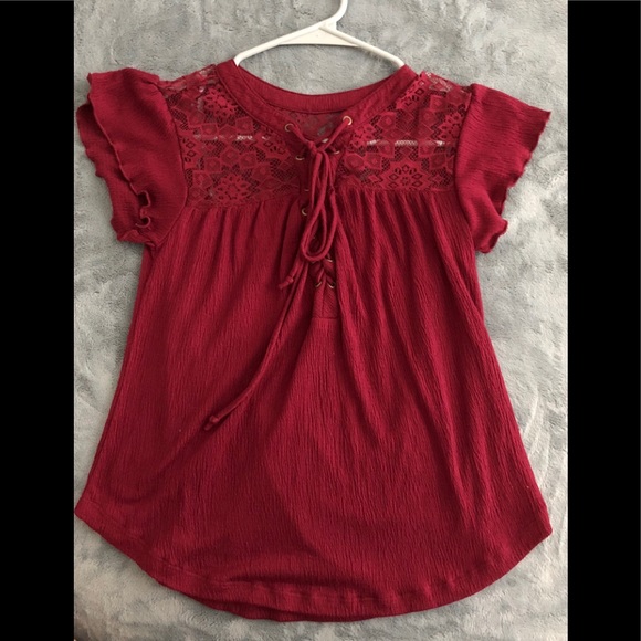 Burgundy Lace Detailed Top - Picture 1 of 2
